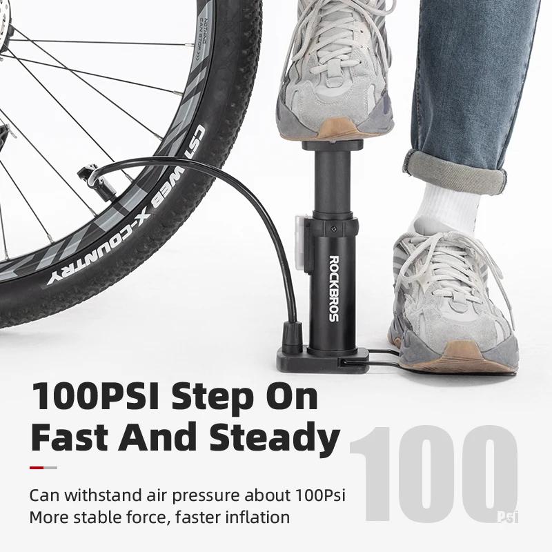 Pompe à pied ROCKBROS portable 100PSI - Gonfleur VTT et vélo de route pour pêcheurs cyclistes