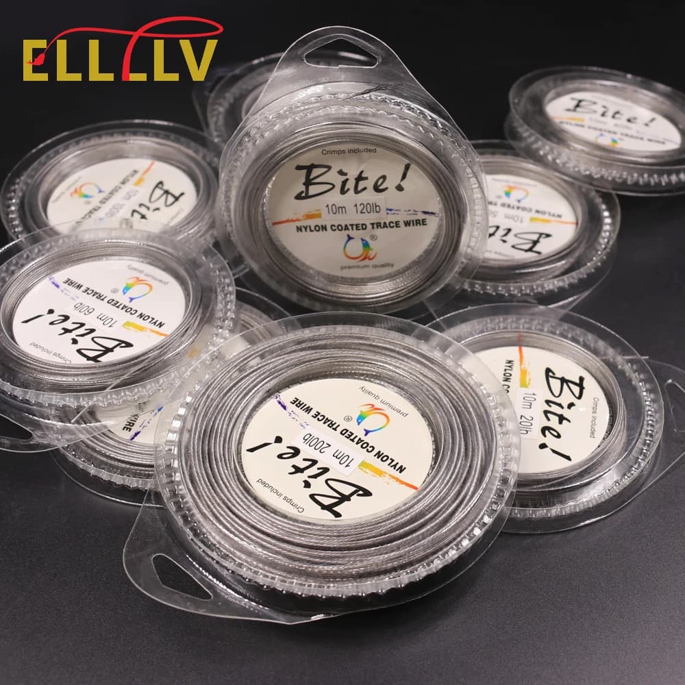 Fil acier tressé 7 brins 10m nylon gainé 5-200LB bas de ligne mer montages pêche