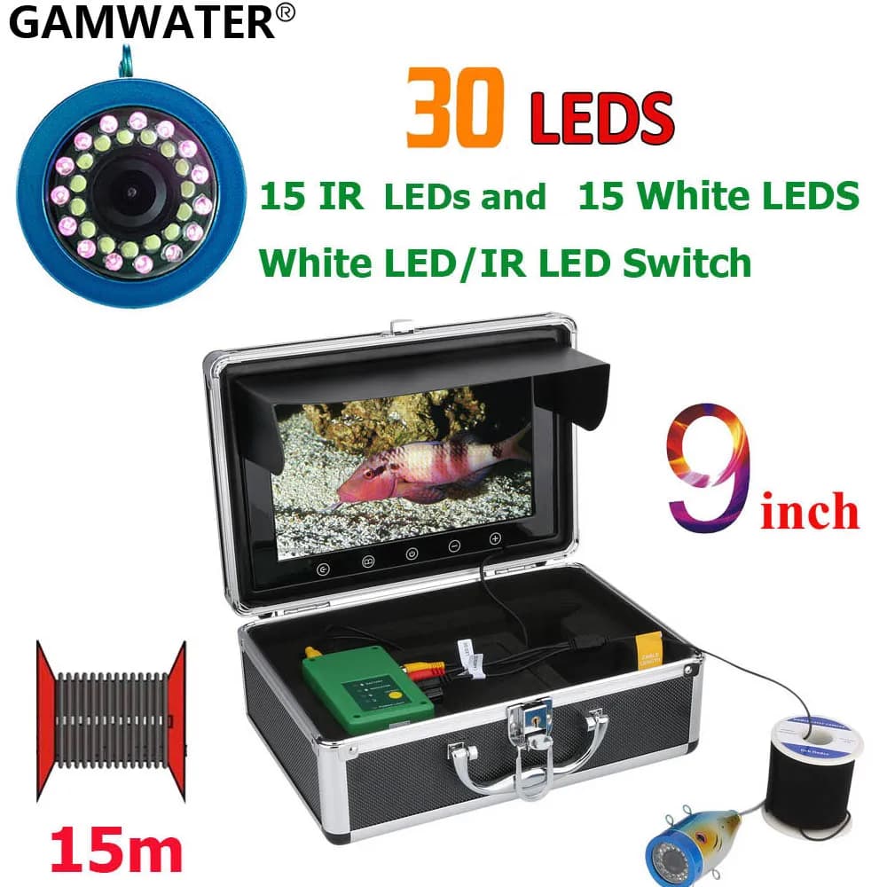 Sondeur de pêche GAMWATER 9 pouces 1000TVL étanche IP68 - Caméra hivernale 15/30/50m cadeau idéal pêcheur