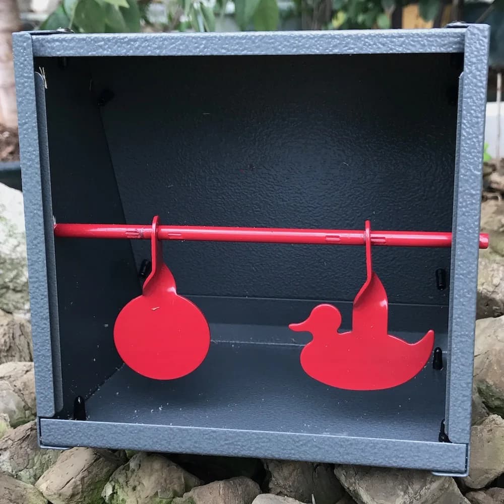 Piège à plombs gris 5.5 pouces avec cible spinner intégrée pour airgun fronde BB airsoft