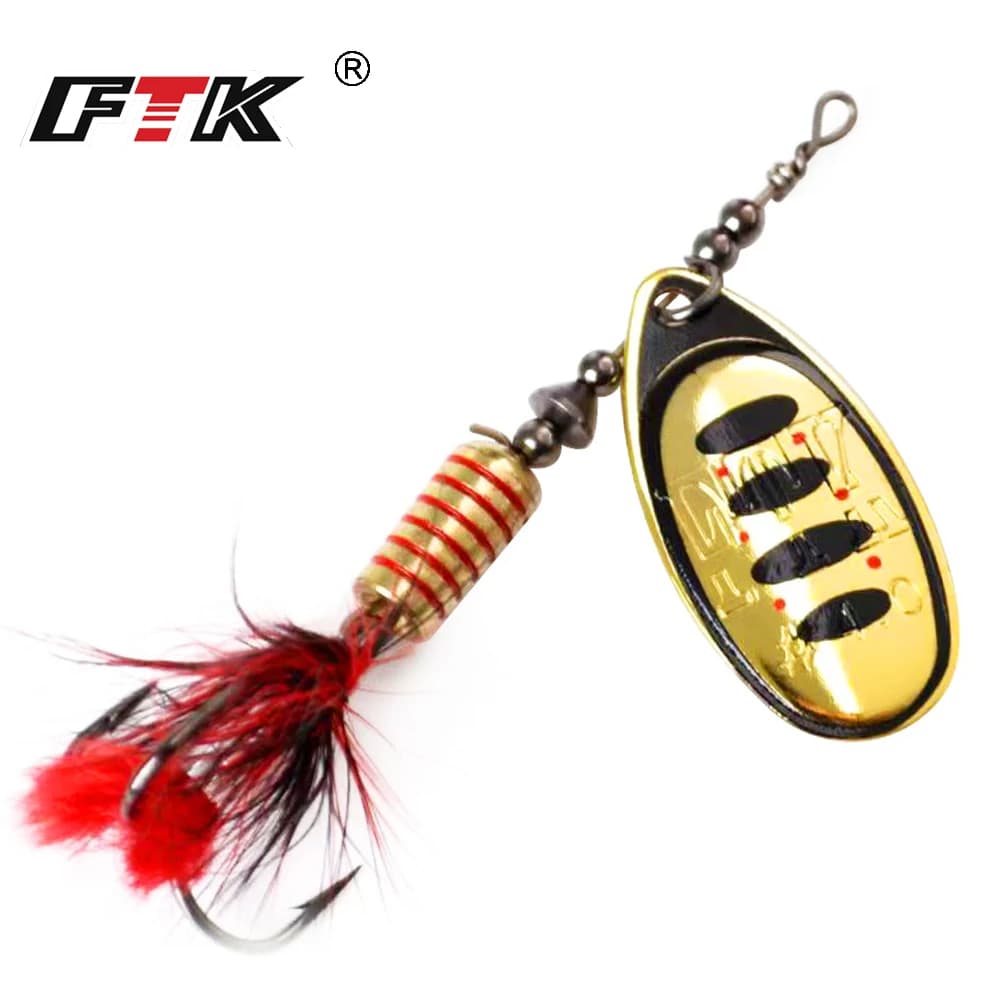 Spinner bait FTK 7.5g 12g 17.5g avec plumes - leurre métal pour brochet et black bass
