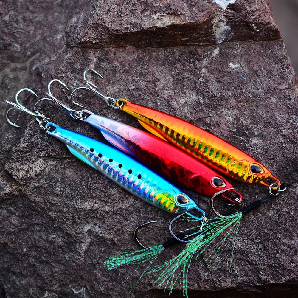 Leurres métal jigging 10g à 60g pour pêche en mer, trolling bar et truite - appâts