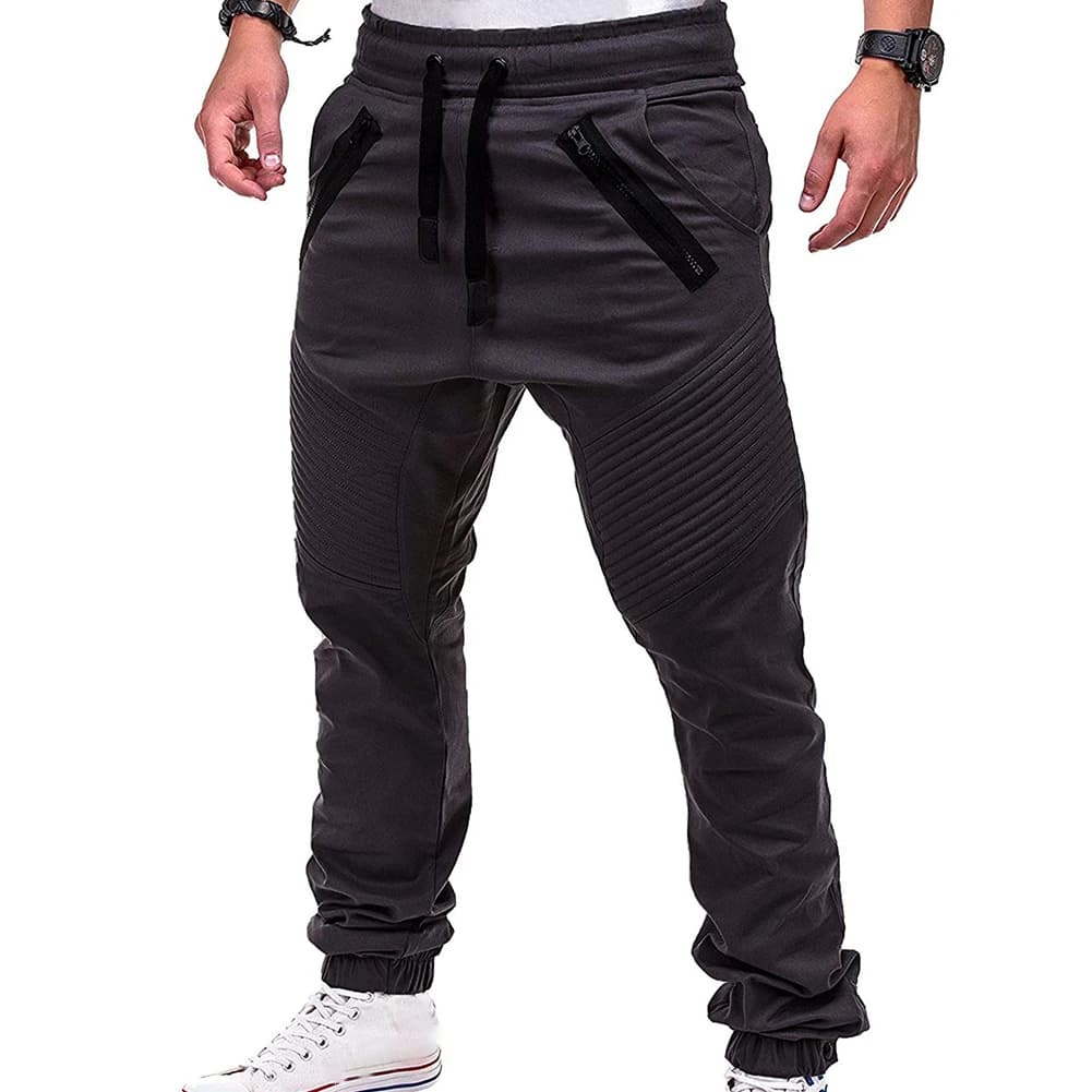 Pantalon de sport homme à lacets cheville et poches zippées - Nouvelle collection pêche confortable