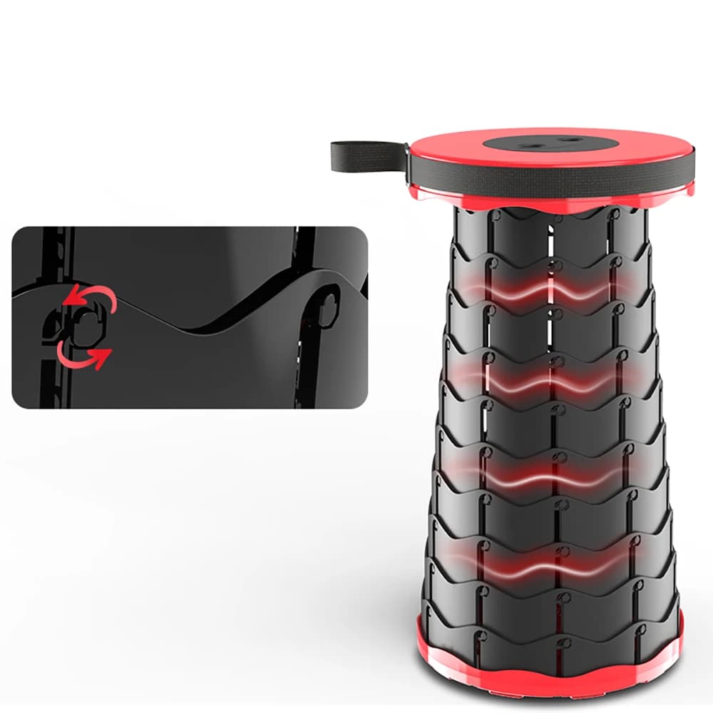 Tabouret pliant télescopique léger plastique pour pêche camping file d'attente transport