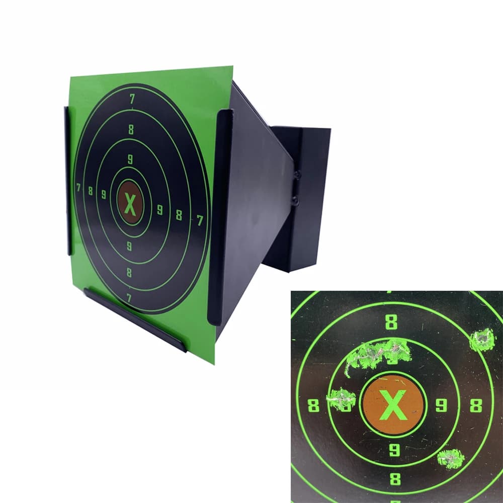 Piège à plombs entonnoir noir 17cm avec 20 cibles carton épaisses réactives - kit entraînement complet