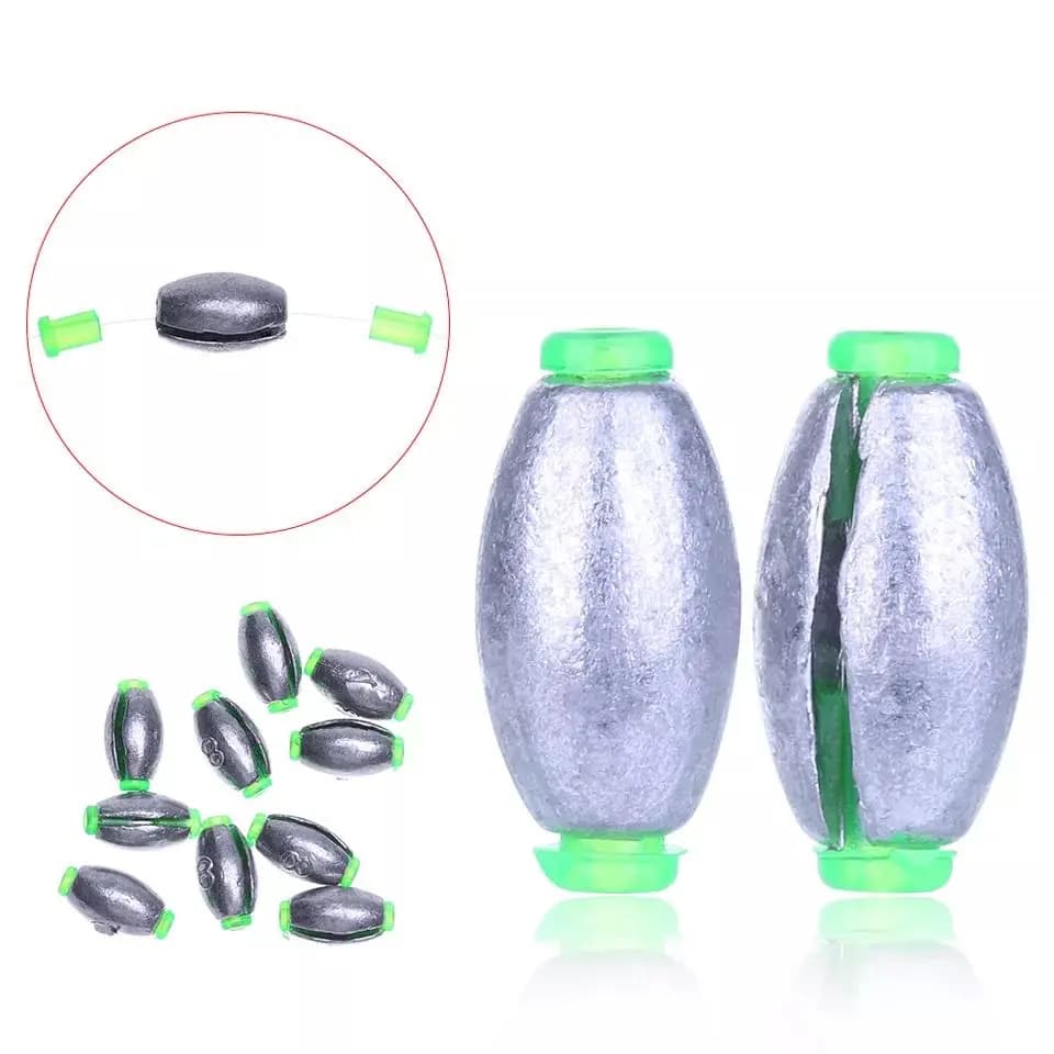 Plombs coulissants olive 2g à 30g pour la pêche de la carpe, lot de 5 ou 10 sinkers