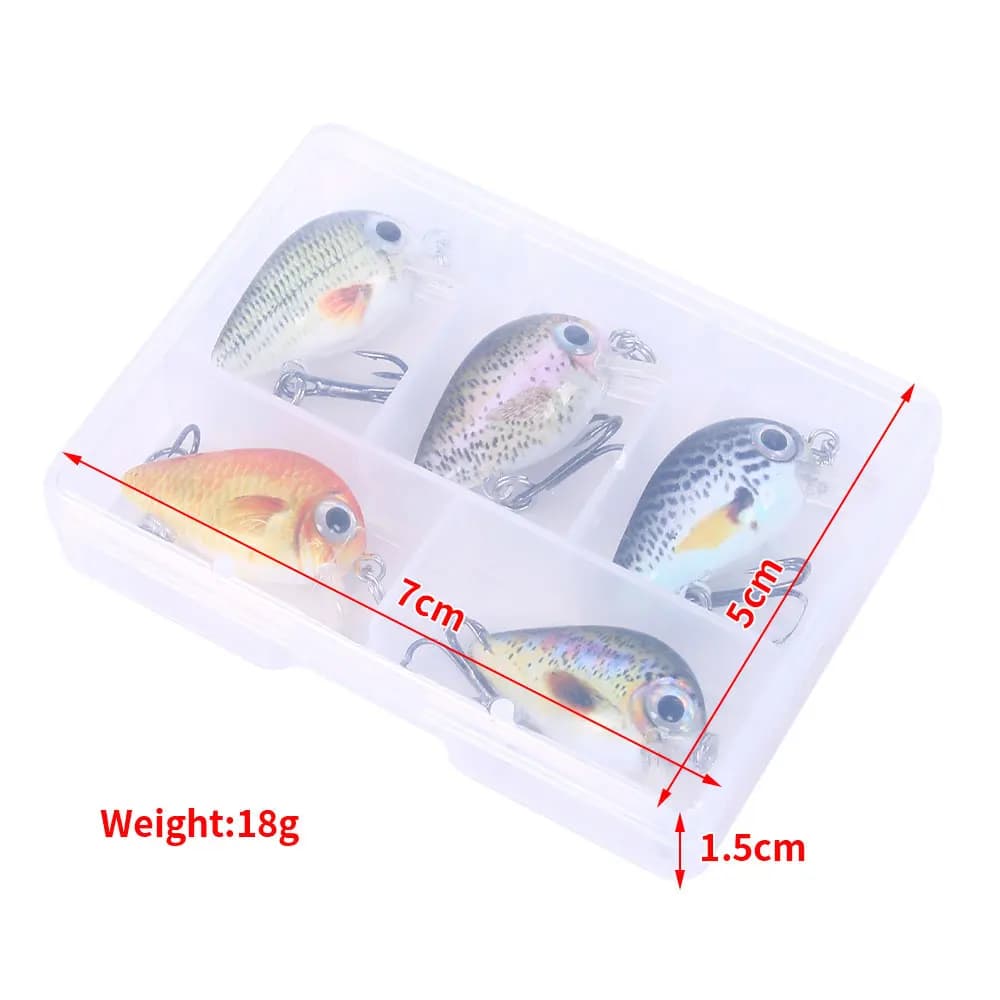 Kit 5 leurres crankbait mini 3cm 1.5g-2g pour truite et perche pêche artificielle
