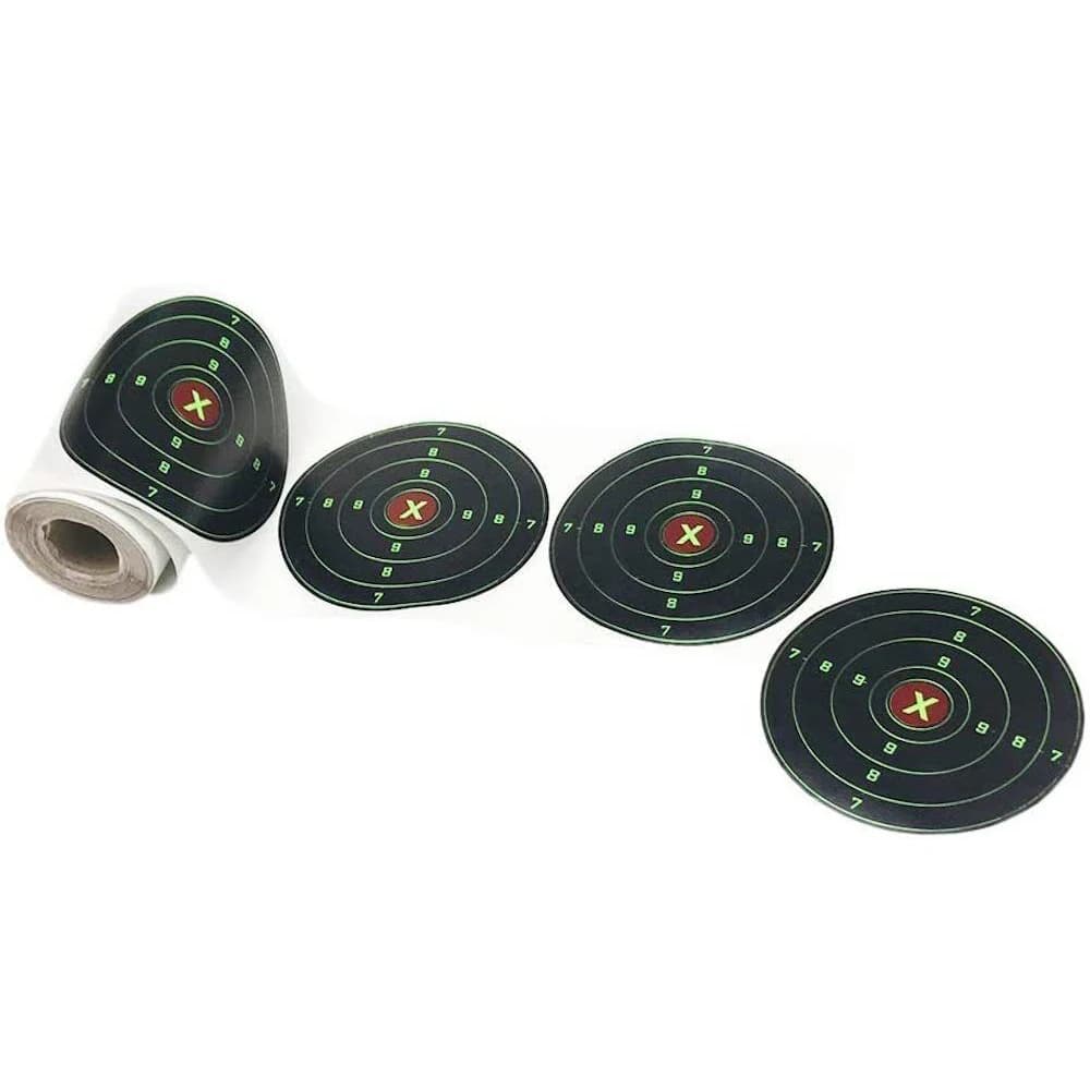100 autocollants cibles réactives 4 pouces par rouleau pour pistolet à plombs et airsoft