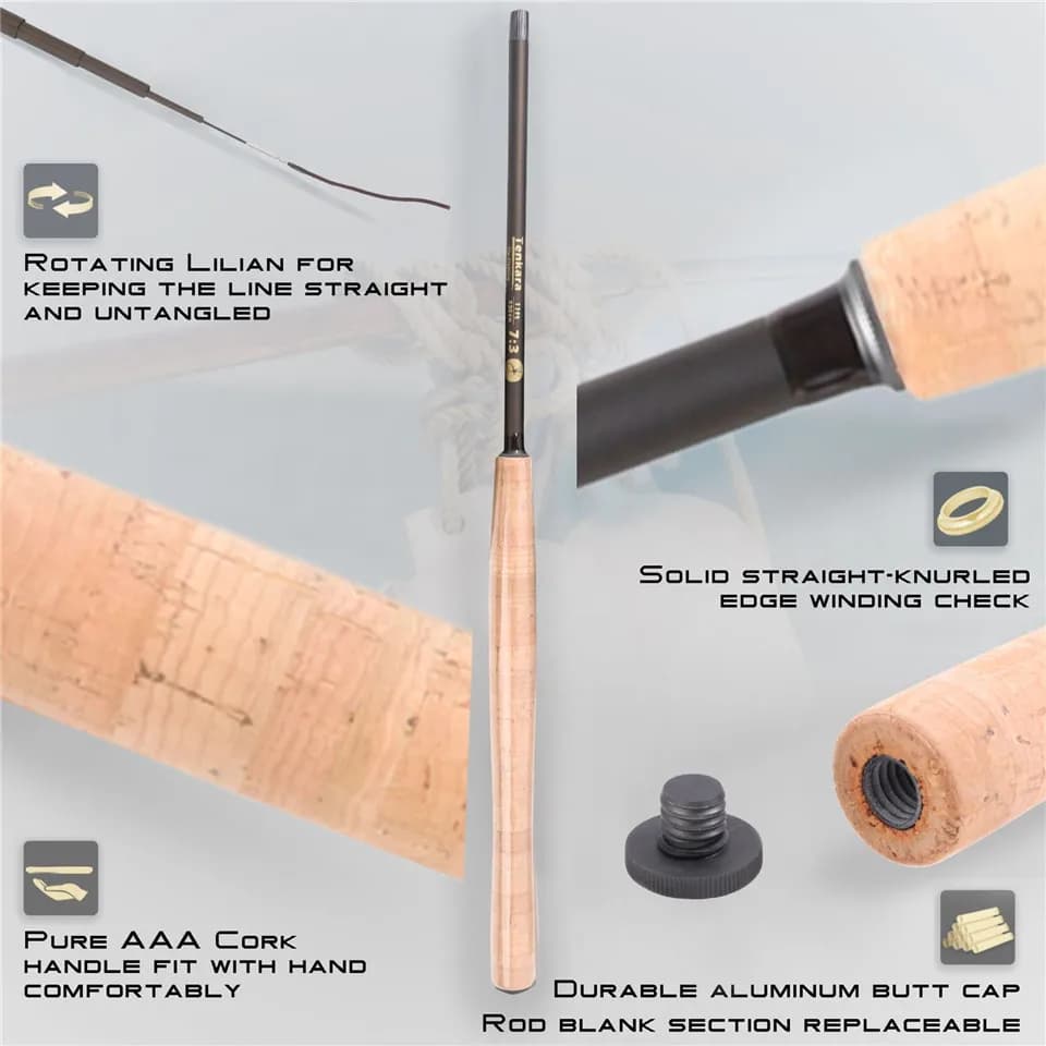 Canne Tenkara télescopique Maximumcatch 9-13ft action rapide, 9 segments pour pêche à la mouche nomade