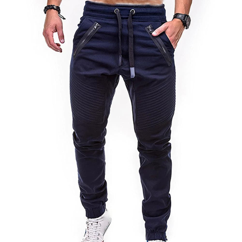 Pantalon de sport homme à lacets cheville et poches zippées - Nouvelle collection pêche confortable