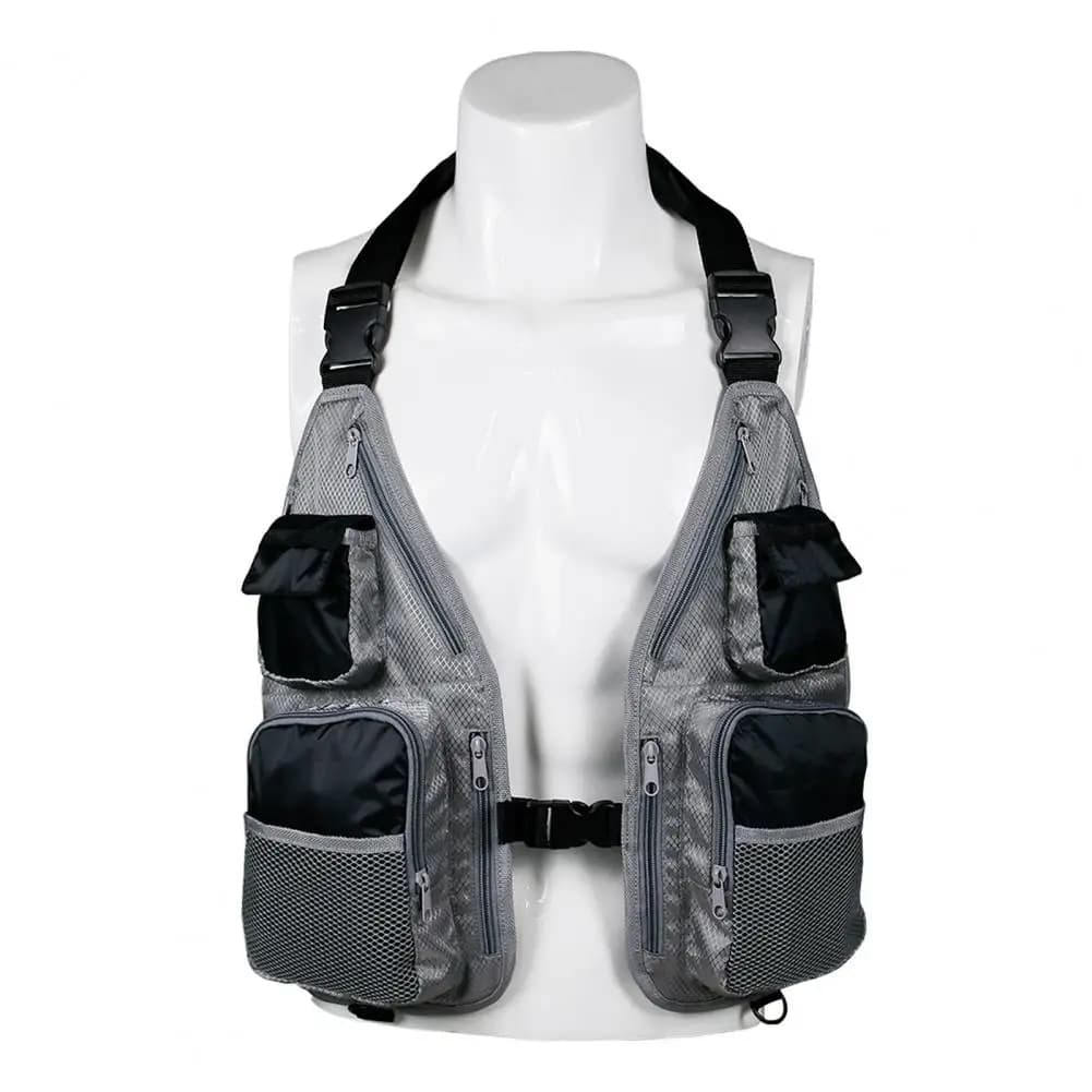 Veste de pêche légère respirante avec poches et côtés ouverts pour le trolling et multi-activités