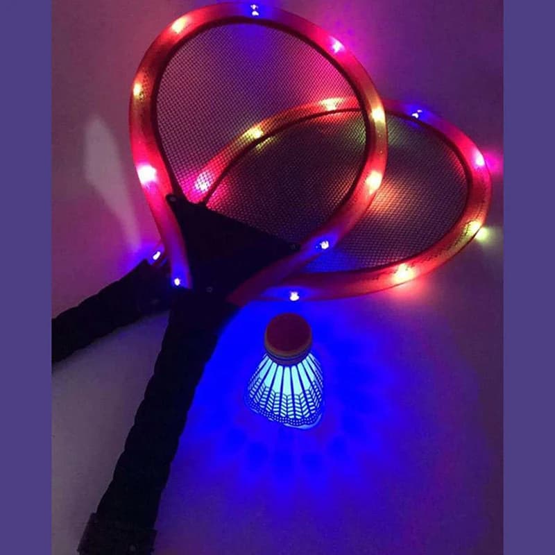 Set Raquette Badminton LED Lumière Nuit Famille Loisir Extérieur - Accessoire Pêche