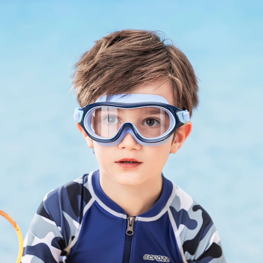 Lunettes de natation enfants grandes montures anti-buée silicone - Masque de piscine confortable