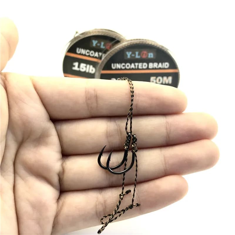 Ligne de pêche camouflage carpe 50m 8 brins - Bas de ligne souple sans revêtement 25-35LB