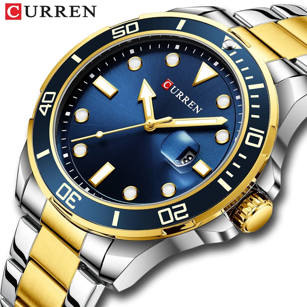 Montre homme automatique Curren 2021 série Green Water Ghost - Luxe haut de gamme étanche acier quartz