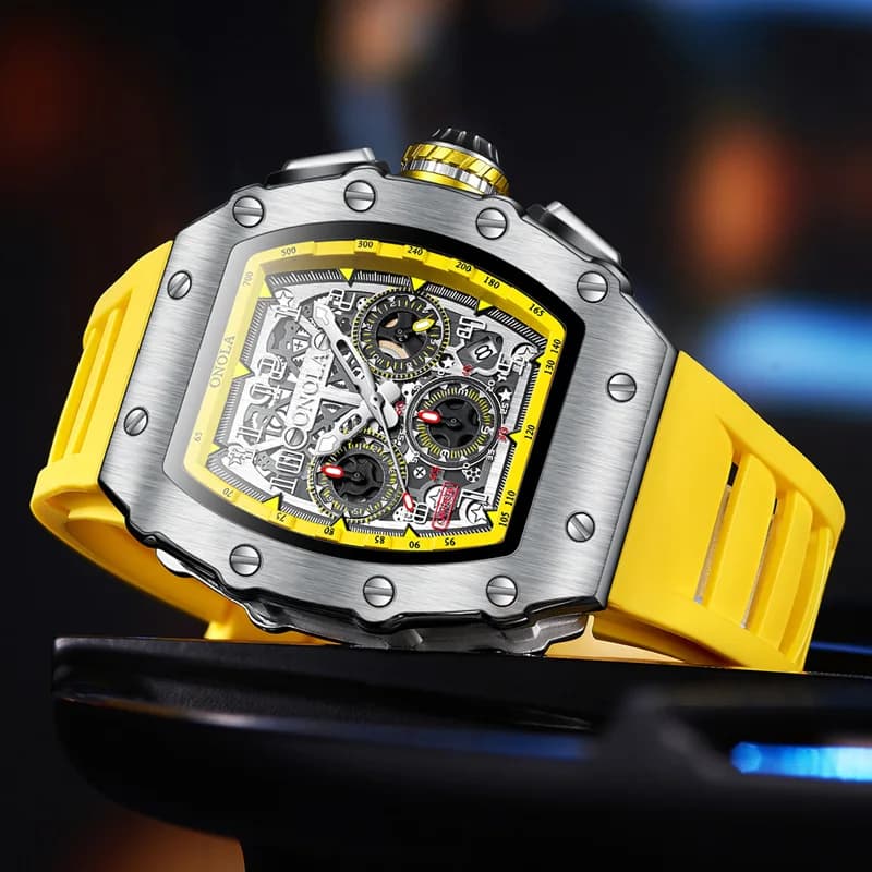 Montre homme ONOLA luxe sport étanche 5ATM lumineuse multifonction bracelet silicone pour pêche et quotidien