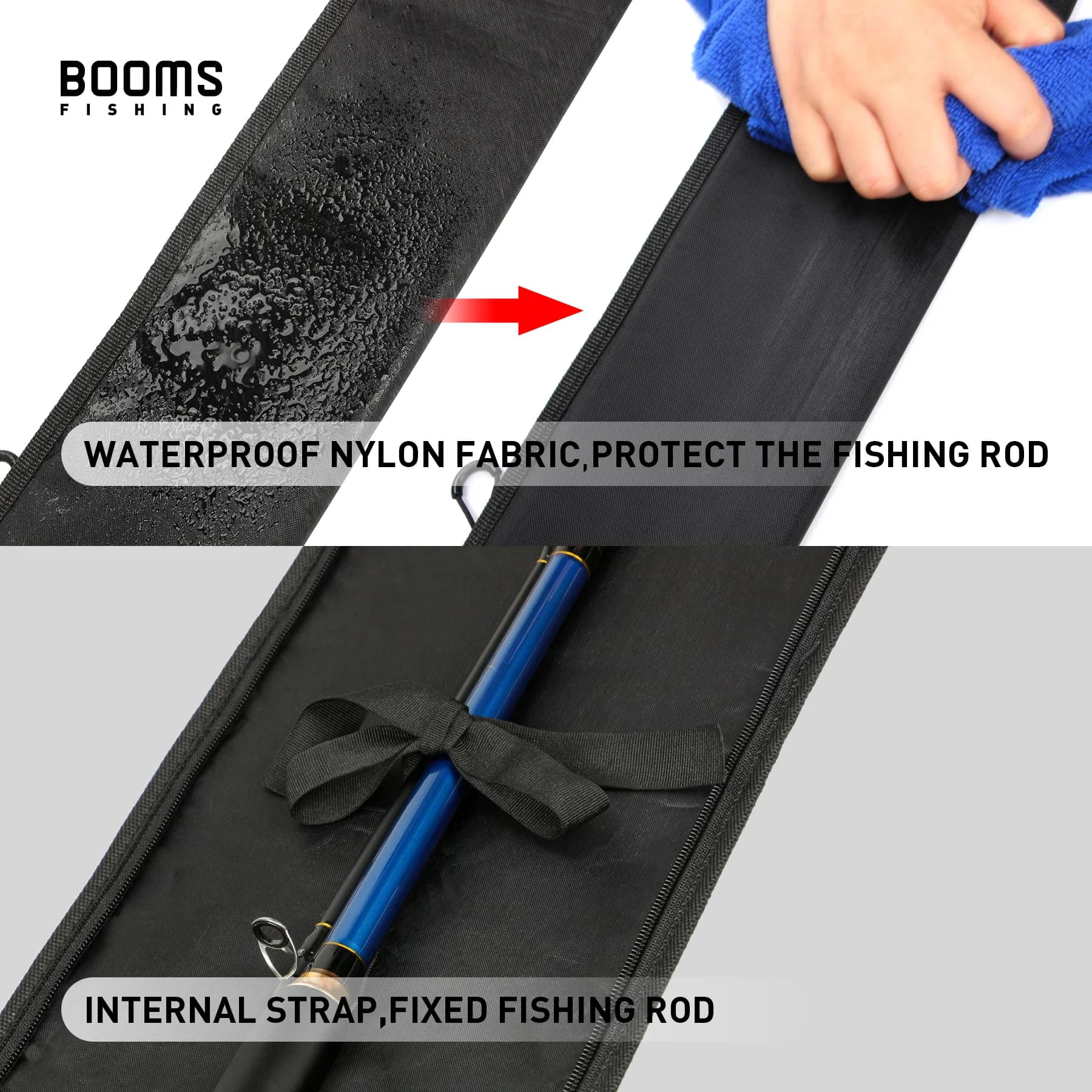 Booms Fishing PB4 housse canne à pêche pliable nylon 135-185 cm pour moulinets et cannes multiples
