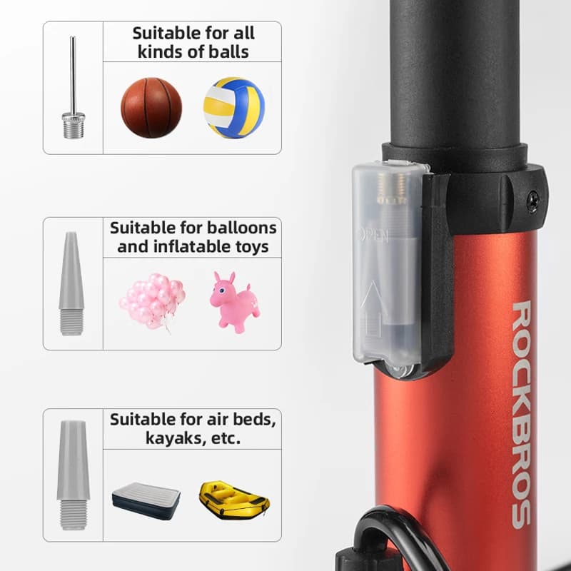 Pompe à pied ROCKBROS portable 100PSI - Gonfleur VTT et vélo de route pour pêcheurs cyclistes