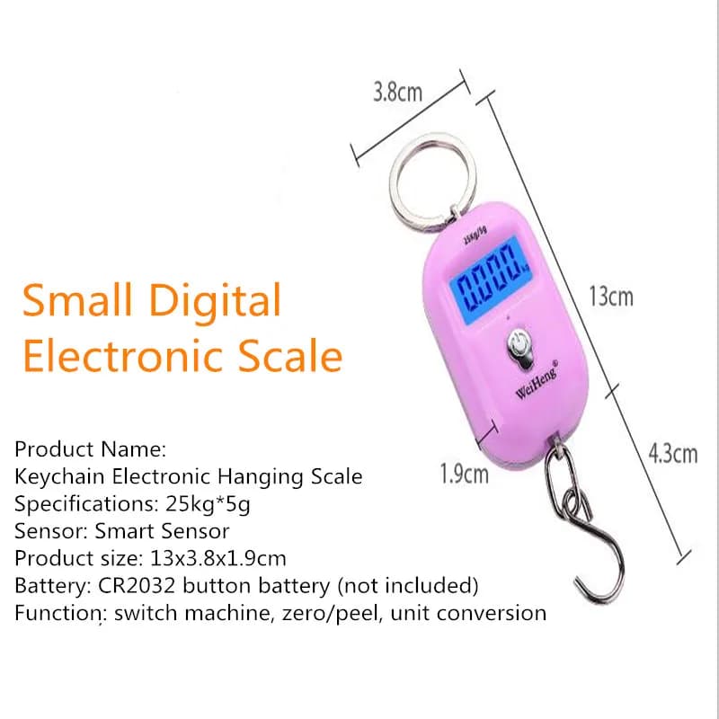 Mini balance électronique portable 25kg/5g avec crochet et rétroéclairage pour bagages et pêche JUANJUAN