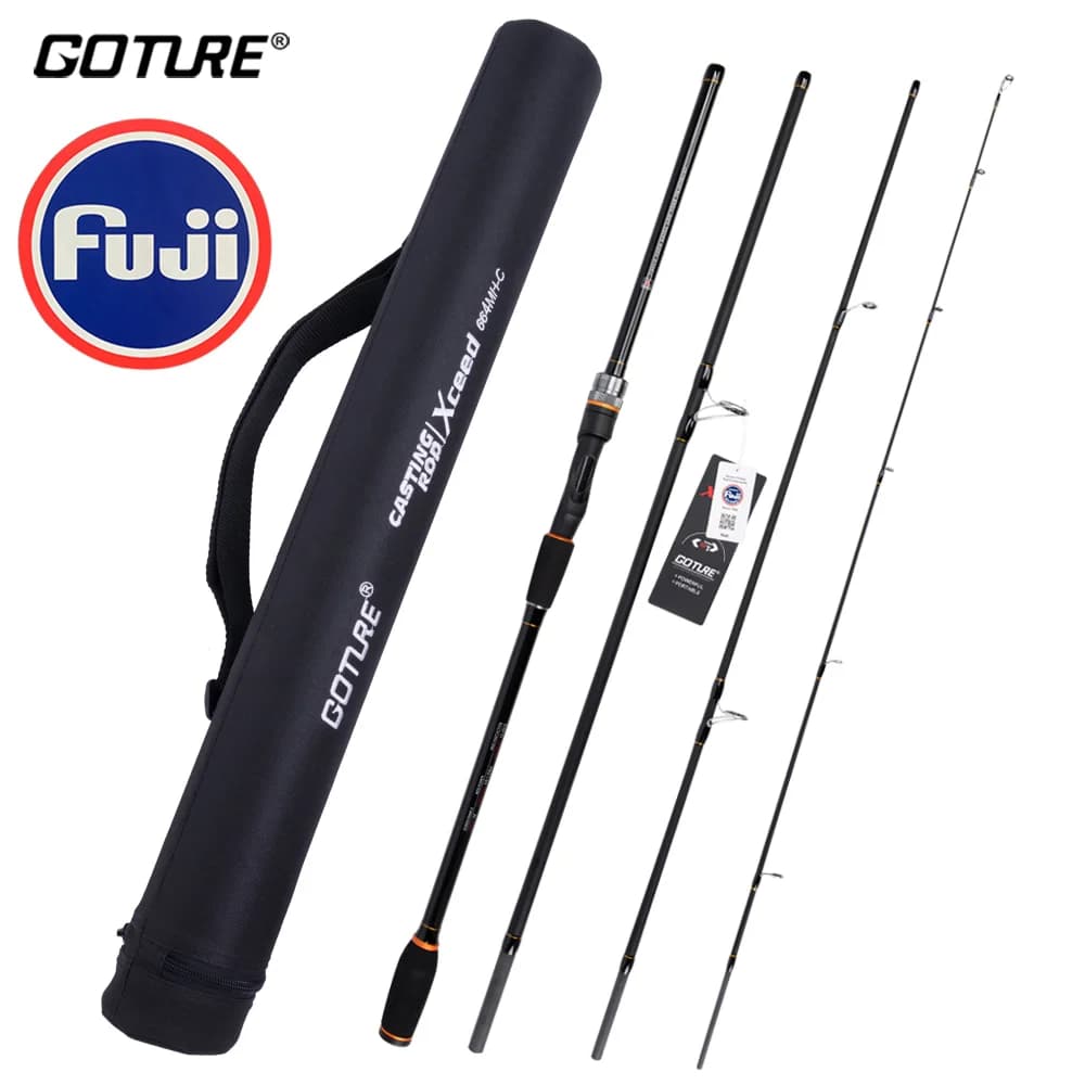 Canne Fuji portable carbone 2.1m-3.6m avec tube - Spinning et casting travel rod M MH ML FAST