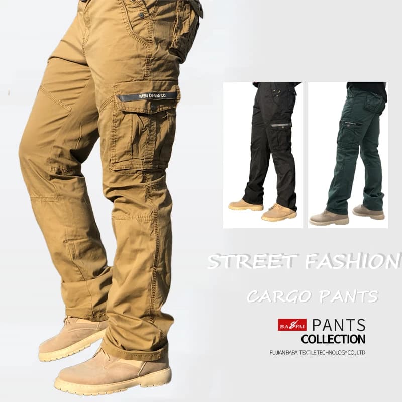 Pantalon travail homme BAPAI résistant pêche montagne outdoor vêtement professionnel cargo street