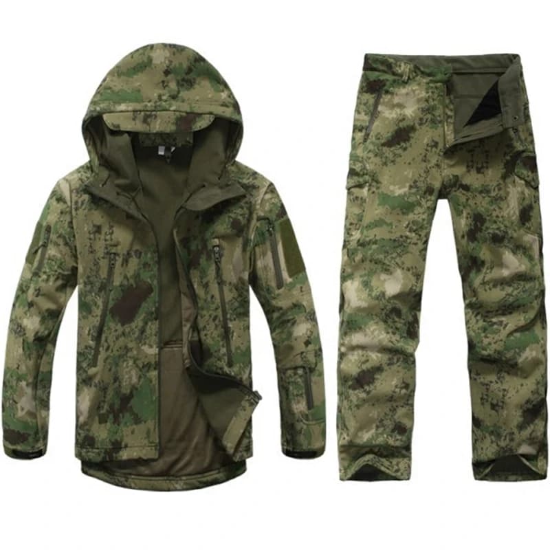 Ensemble veste softshell tactique TAD Gear camouflage - Veste et pantalon pêche camping imperméable