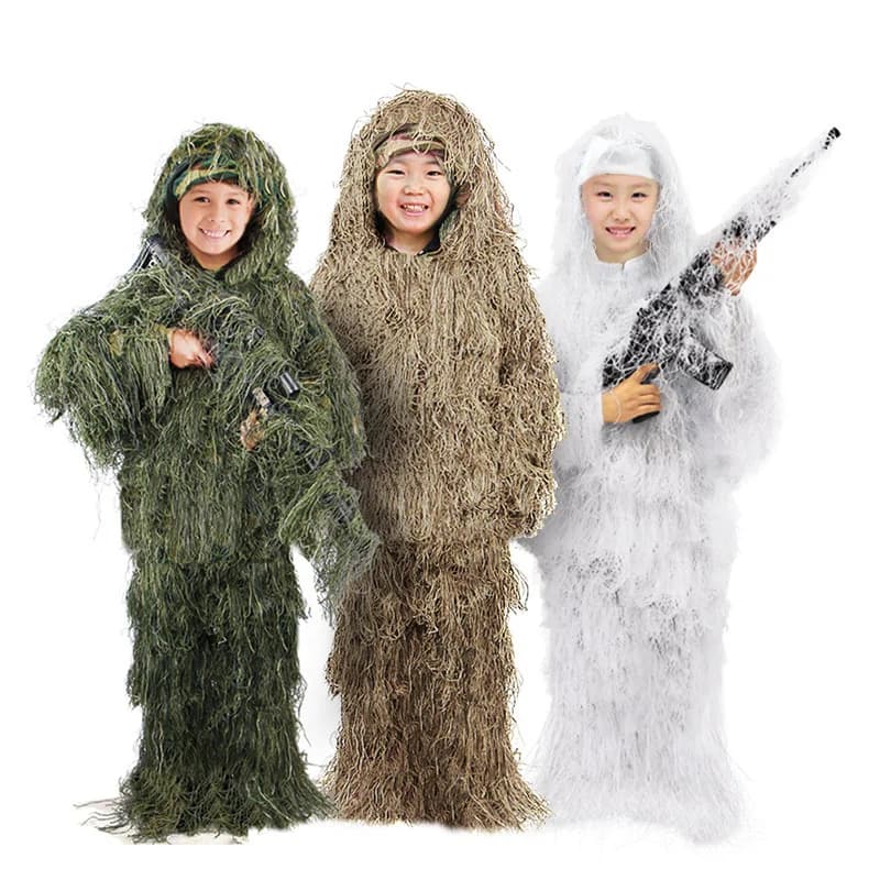 Combinaison Ghillie enfants pêche - Tenue camouflage junior pour initiation pêche