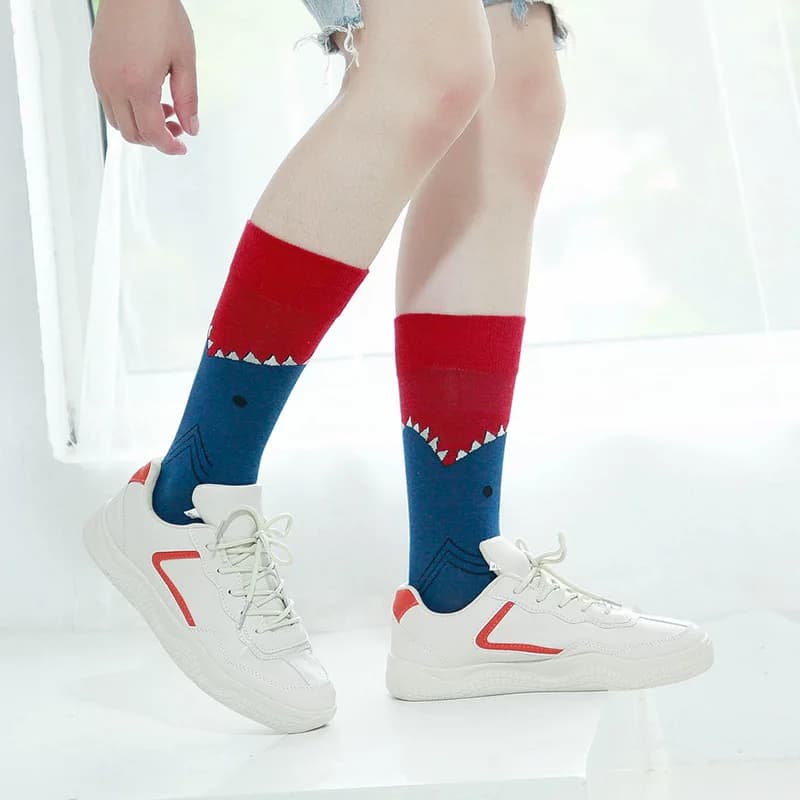 Chaussettes homme fun originales cadeau Noël - Motifs omelette grenouille saumon poisson drôles