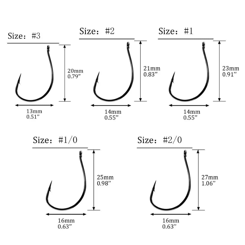 20 hameçons drop shot #3 à #2/0 pour pêche verticale - hameçons offset wacky et crank worm