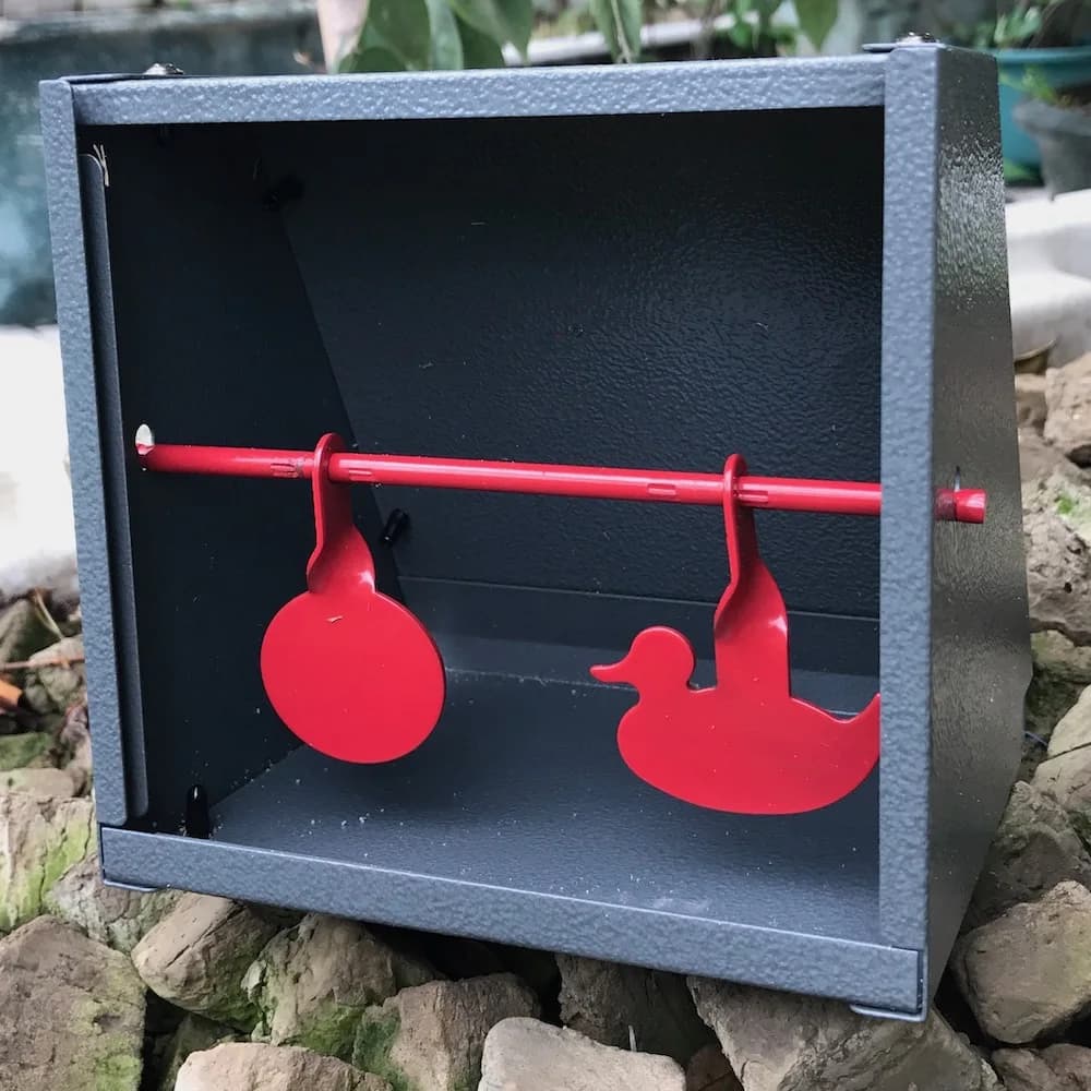 Piège à plombs gris 5.5 pouces avec cible spinner intégrée pour airgun fronde BB airsoft