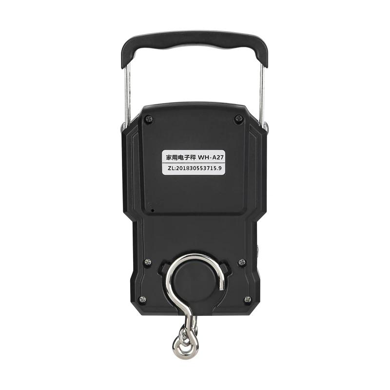 Balance électronique noire rechargeable 75Kg/10g avec mètre ruban - Pèse-bagages et pêche numérique LCD