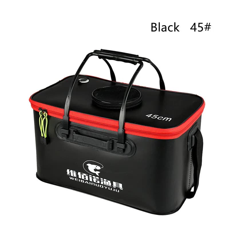 Seau pliable pêche EVA 30-55cm portable, boîte à appâts avec poignée, réservoir eau pour pêche extérieure