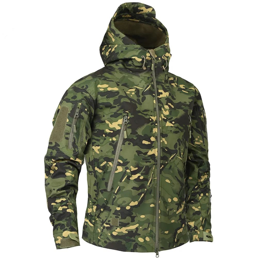 Veste tactique shark skin softshell multicam imperméable polaire pour pêche outdoor grande taille