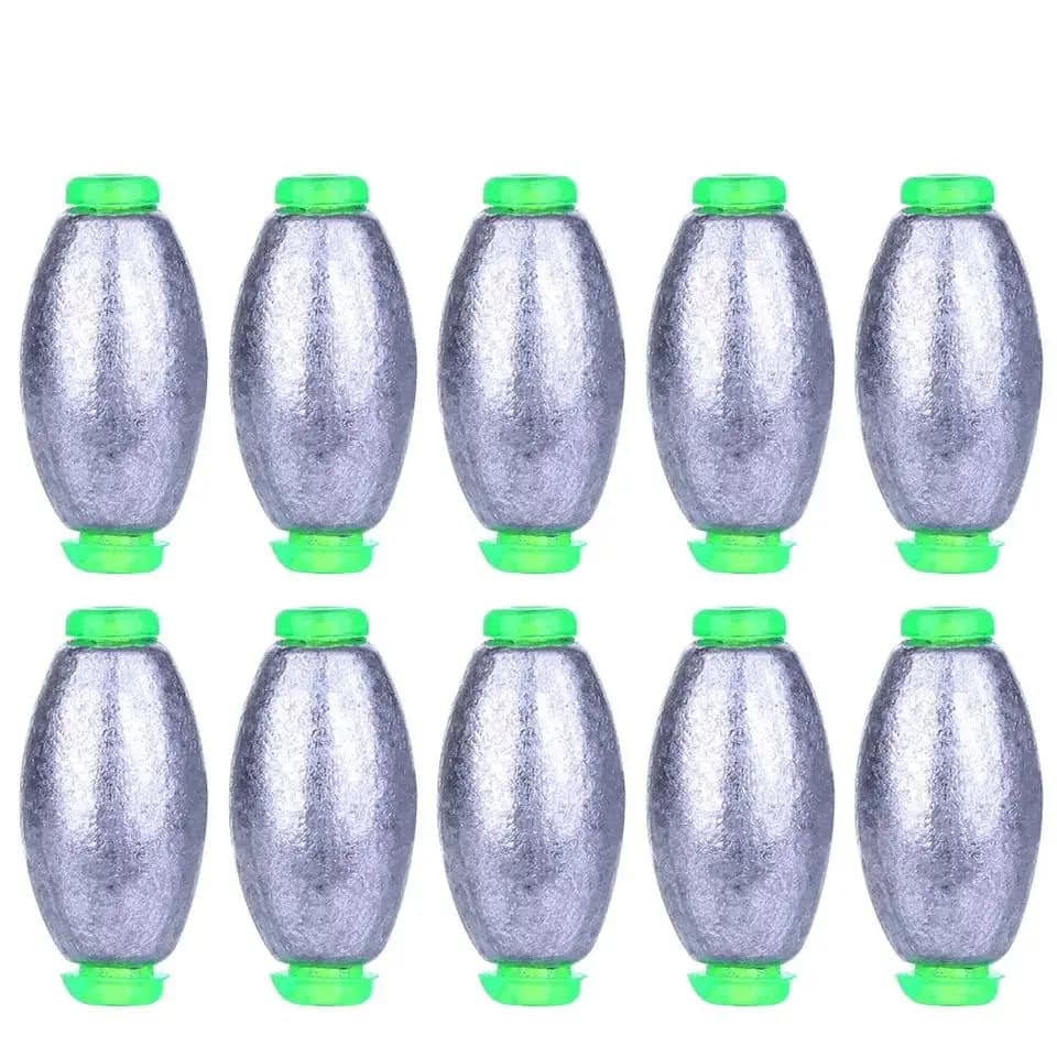 Plombs coulissants olive 2g à 30g pour la pêche de la carpe, lot de 5 ou 10 sinkers