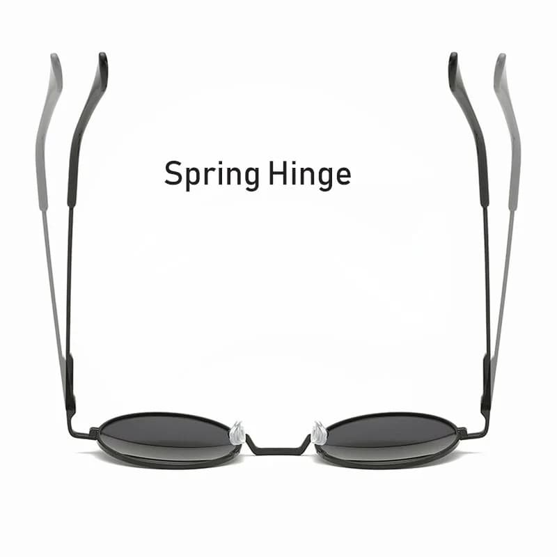 Lunettes de soleil polarisées vintage rondes pour pêche - Monture métal alliage noir UV400 - Homme Femme