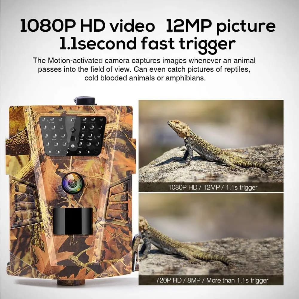 Caméra de chasse trail 12MP étanche vision nocturne 850nm HT001B piège photo surveillance faune tracking