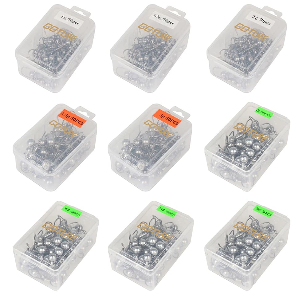 Hameçon plombé Jig Head 1g à 20g pour leurres souples - 20 à 50 pièces pour
