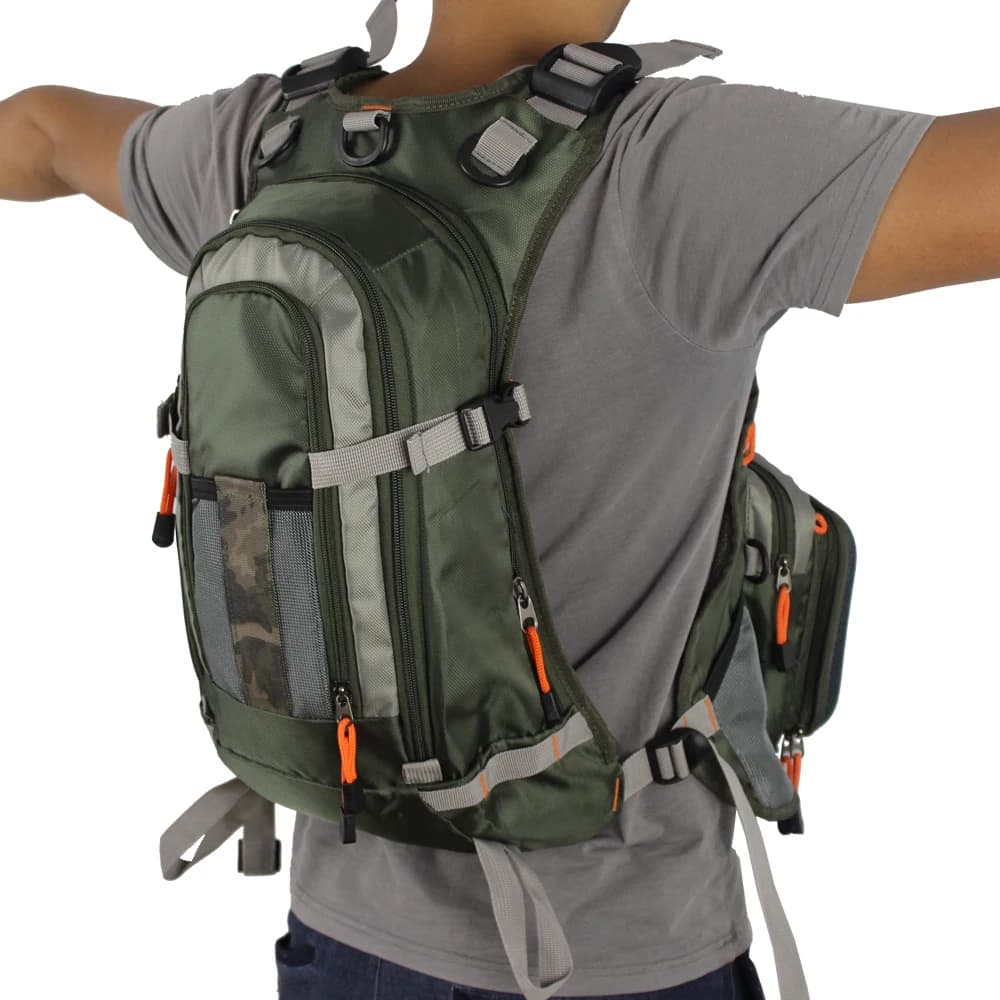 Gilet de pêche à la mouche ajustable pour homme - Sac à dos multifonction avec poches extérieures