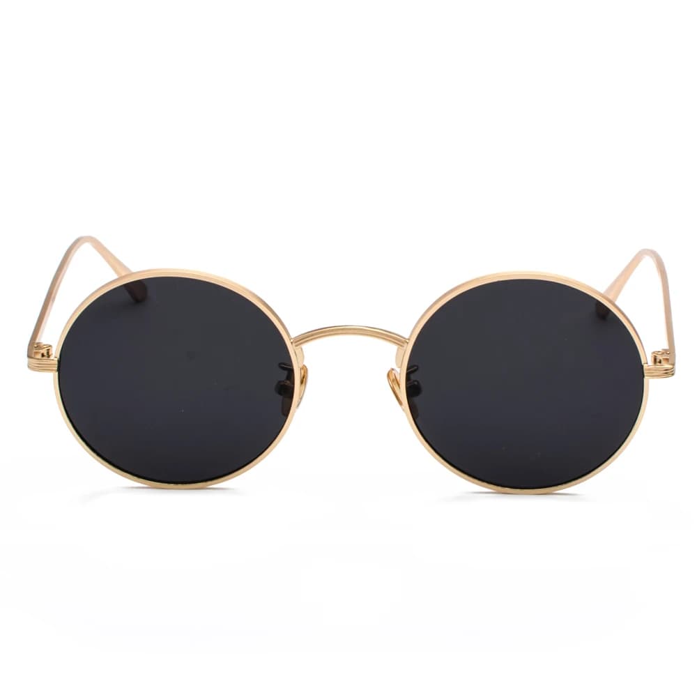 Lunettes de soleil vintage unisexe monture métal ronde lentilles rouges cadeau pêche rétro