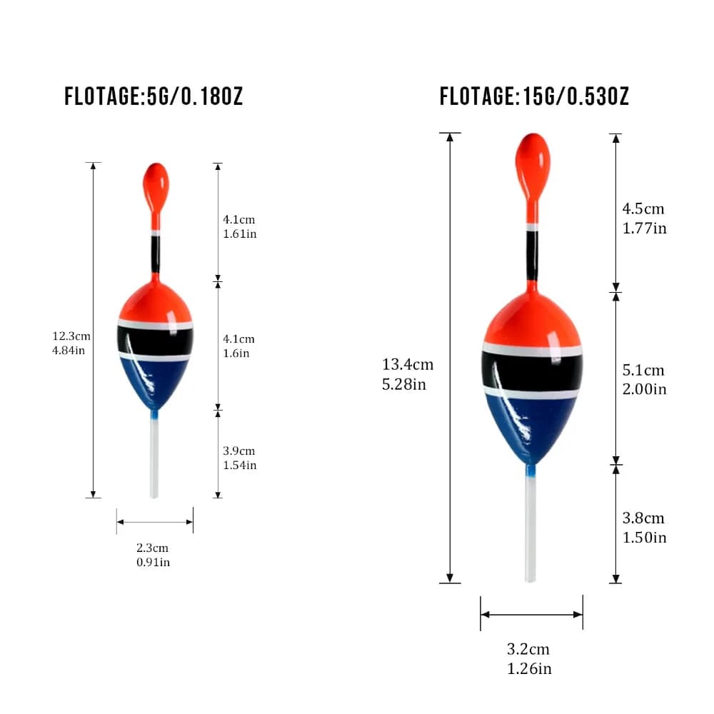 5 flotteurs coulissants en liège balsa 15g et 5g pour pêche en mer et eau douce,