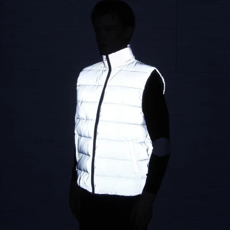 Gilet réfléchissant homme d'automne-hiver - Veste sans manches matelassée réfléchissante pour pêche nocturne