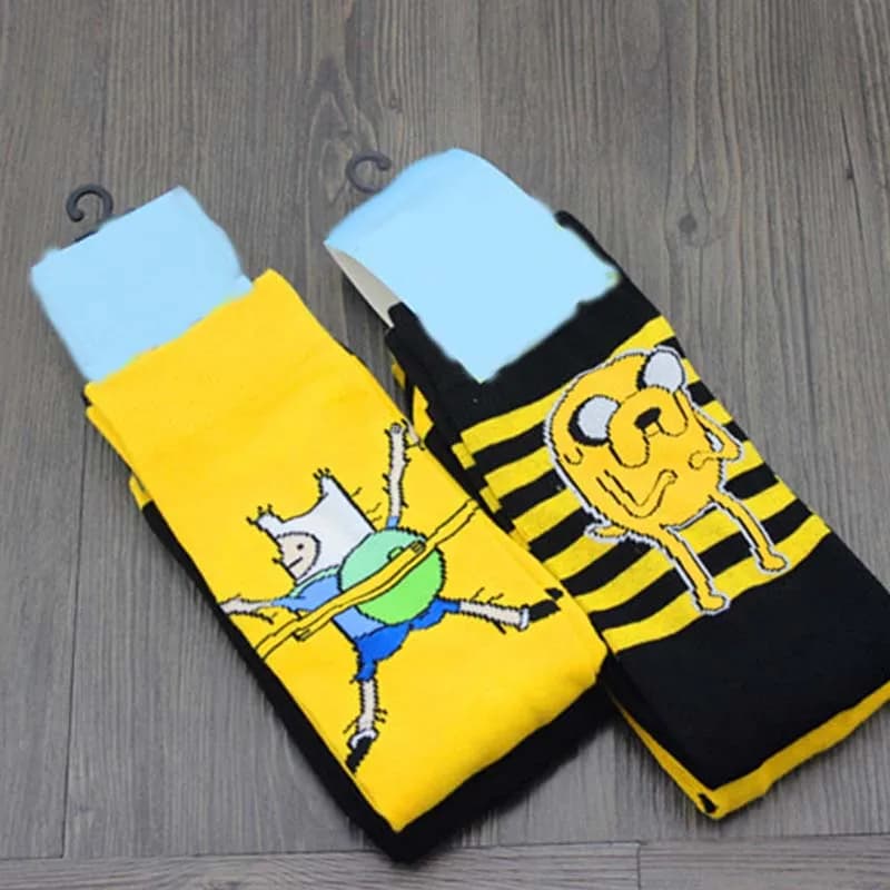 Chaussettes anime aventure manga jaunes coton déguisement cosplay fête originales printemps homme femme