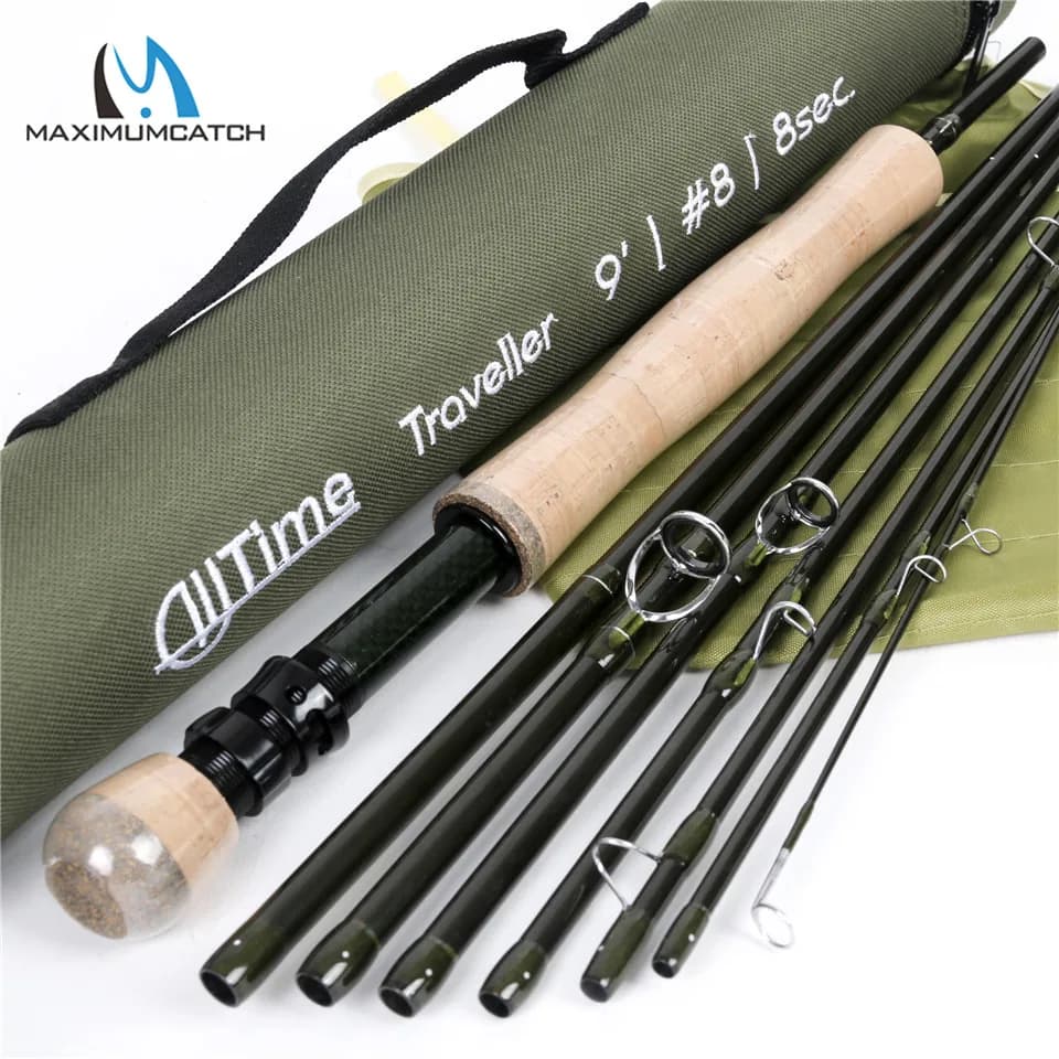 Canne voyage Maximumcatch AllTime 8 sections 9ft 5wt/6wt/8wt fibre carbone 30T action rapide pêche mouche