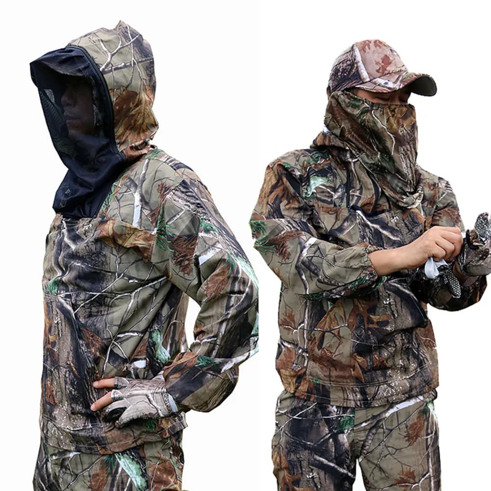 Combinaison pêche été ultra légère anti-moustiques - Veste capuche pantalon camouflage bionique protection solaire