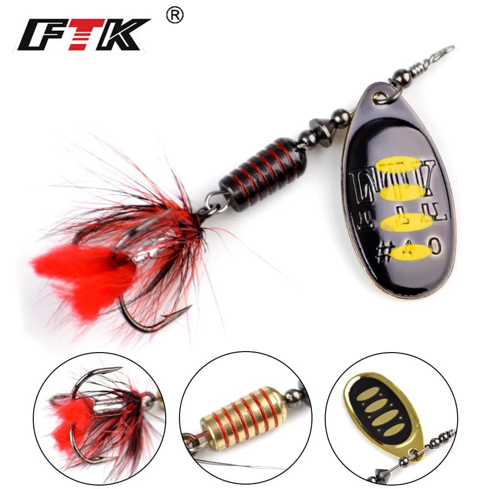 Spinner bait FTK 7.5g 12g 17.5g avec plumes - leurre métal pour brochet et black bass