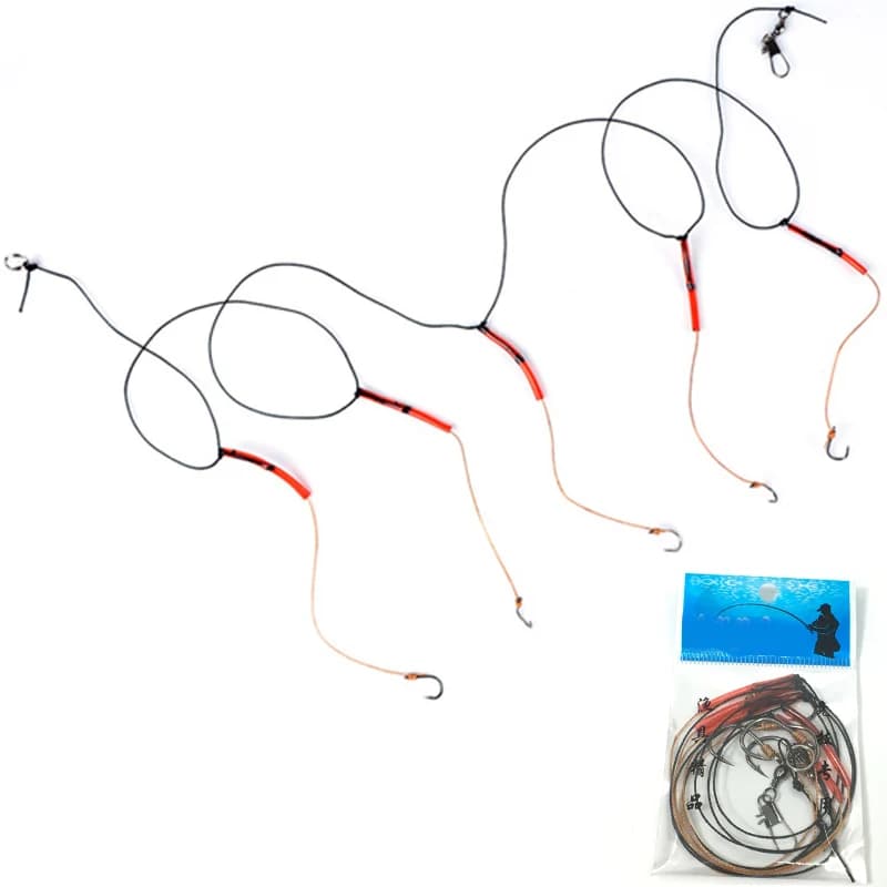 Hameçon simple acier inoxydable 5#-14# avec émerillon et leurres pour pêche combinée