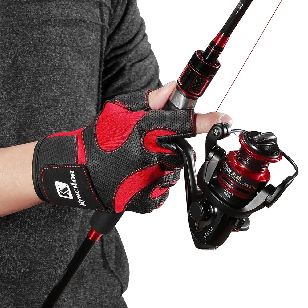 Gants pêche sans doigts 3 doigts cuir résistant - survie camping randonnée outil secours