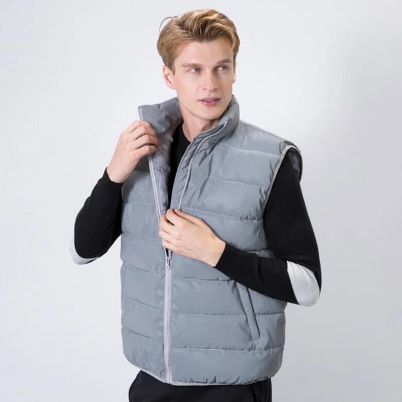 Gilet réfléchissant homme d'automne-hiver - Veste sans manches matelassée réfléchissante pour pêche nocturne