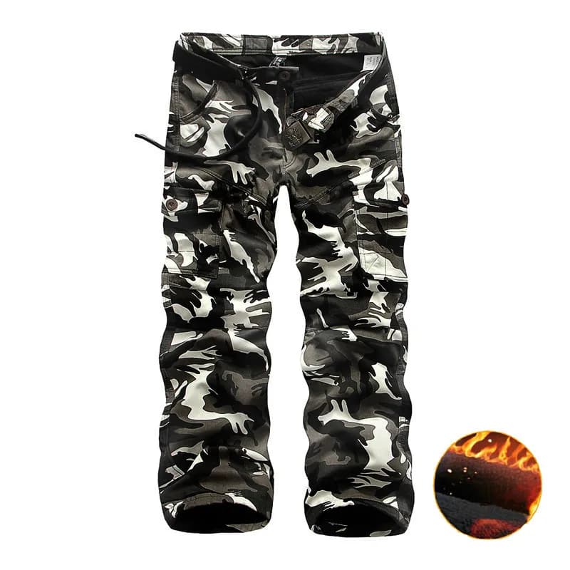 Pantalon cargo polaire 2025 pour pêche hivernale - Combat camouflage multi-poches hiver confortable