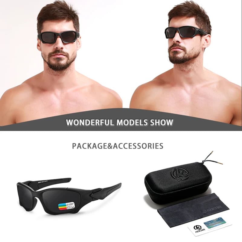 Lunettes de sport polarisées KDEAM KD0623 - Monture incurvée résistante pour activités outdoor intenses